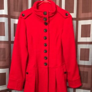 KENSIE RED WOOL PEACOAT SZ M